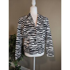Rafaella Studio Blazer Sz L Black/White Zebra Stripe